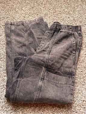 GAP Gray Washed High-Rise Wide Leg Denim